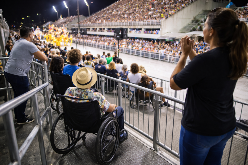 Inclusão ganha espaço no Sambódromo do Anhembi, na Zona Norte de SP, e transforma Carnaval em experiência acessível para todos
