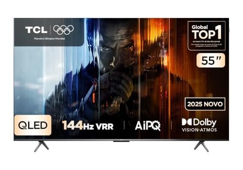 TCL QLED Smart TV 55 polegadas 55P8K 4K UHD Google TV 144Hz